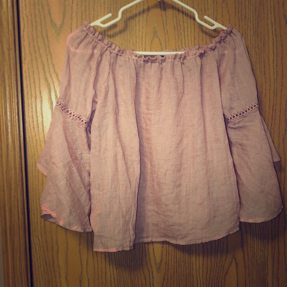 Linen mauve shoulder cut top